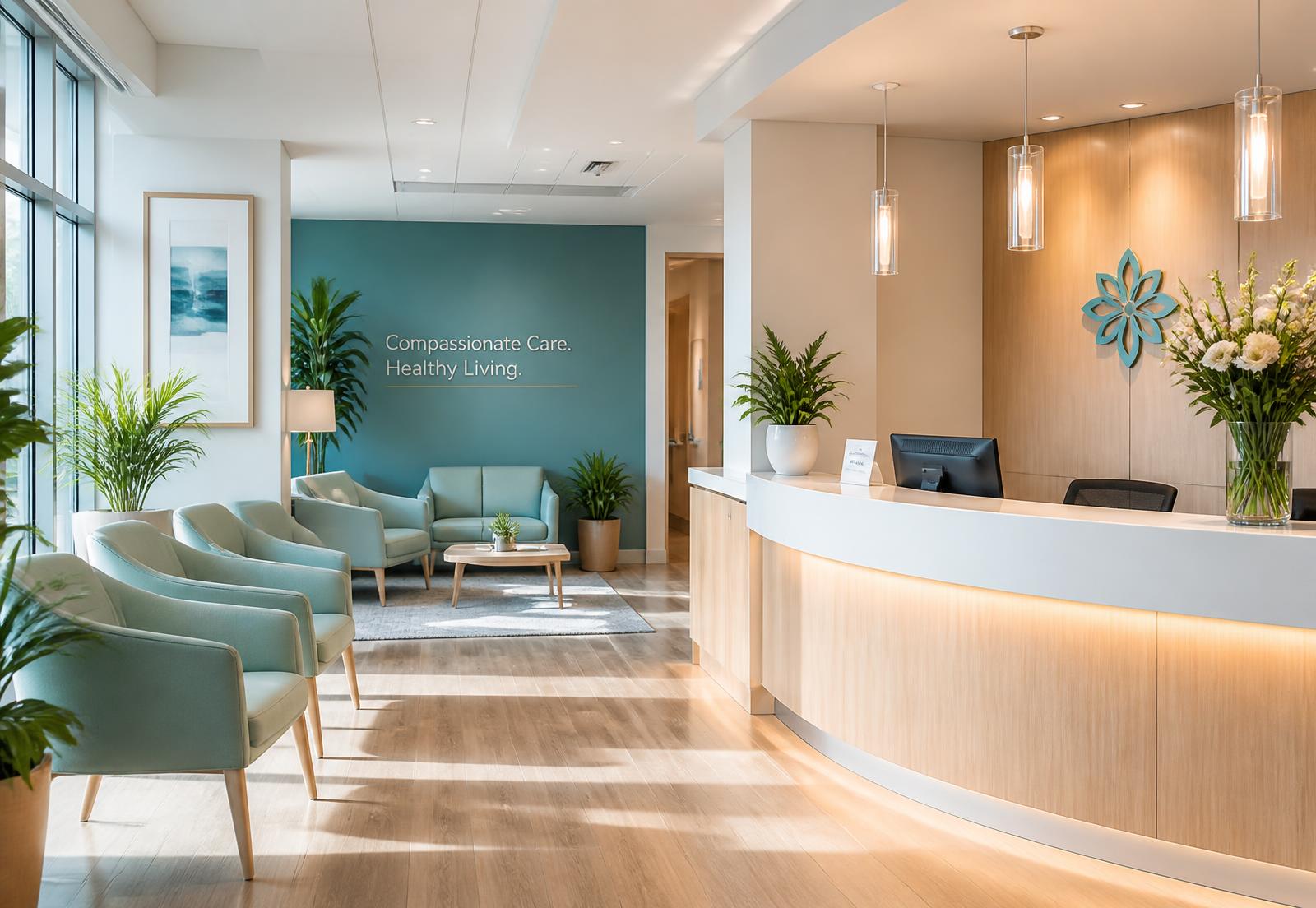 Reception and waiting area at St. Gabriel Medical Center